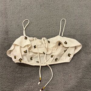 Floral Cream Convertible Crop Top/halter top